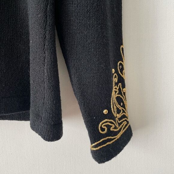 vintage louis marino for jennifer roberts rare gold embroidery cardigan size 8 - Picture 3 of 8